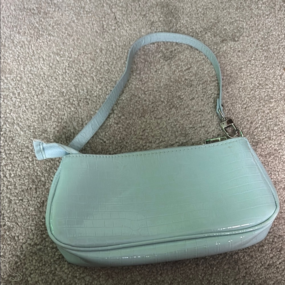 Elegant Blue Crocodile-Embossed Women's Bag
